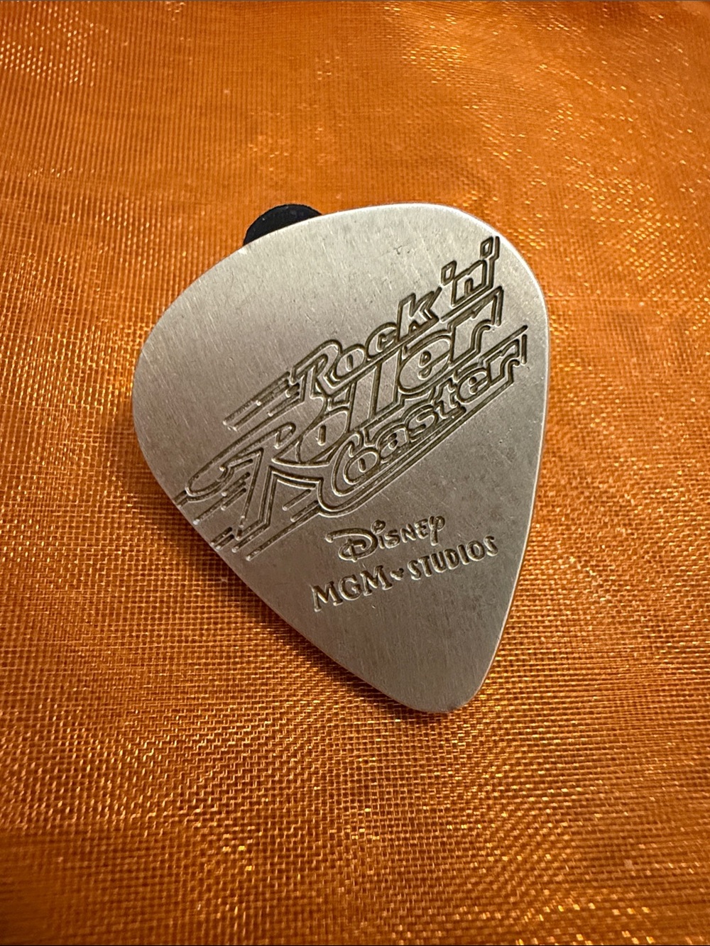 Disney Collectible Retired Pin,Rockin’ Roller Coaster,guitar pick shape,1.25”x1”